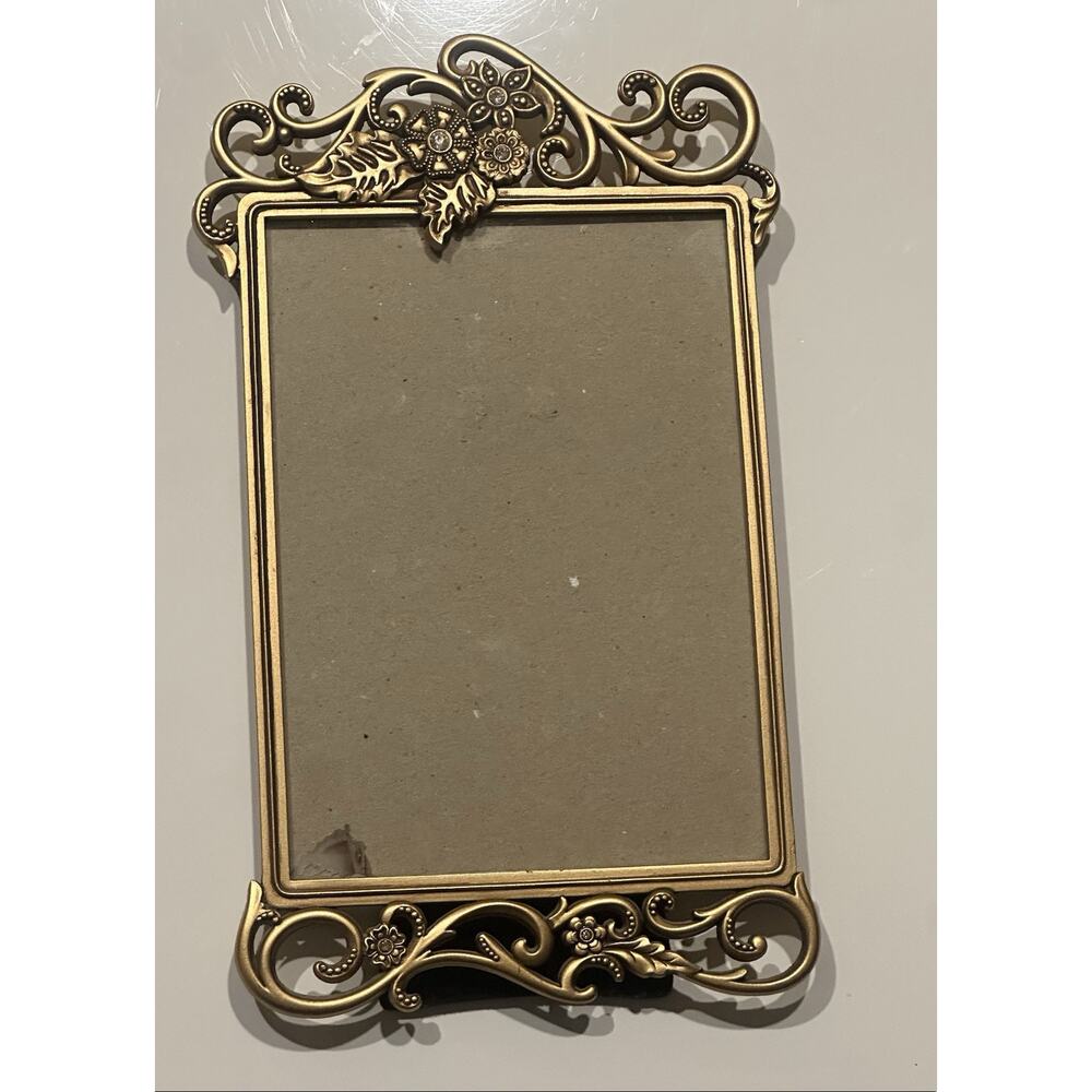 Antique Bronze Ornate Victorian Picture Frame Romantic Floral Vintage Decor